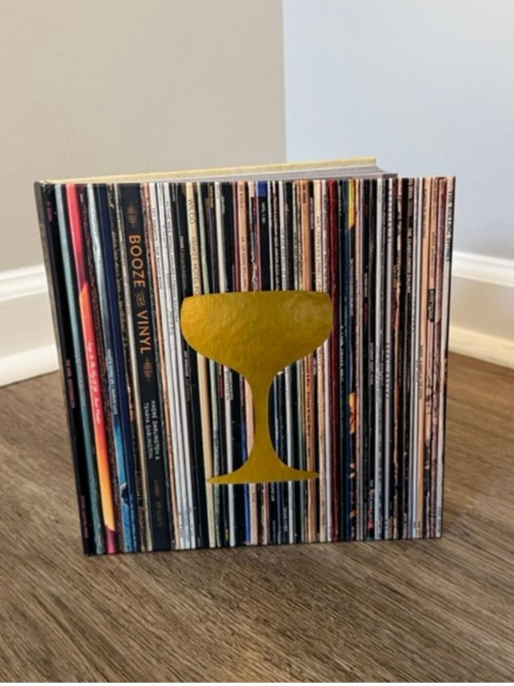 Booze & Vinyl Hardcover Book Cocktail Recipes Music Gift Bar Cart Decor
